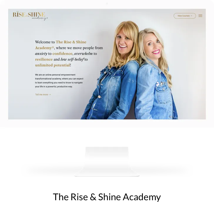 A screenshot of the rise & shine academy website
