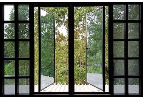 Large Windows Black Aluminum Swing Doors — Windows and Doors in Ballina, NSW