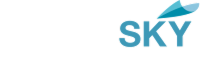 Sky logo in blue with a curved swoosh above the wordmark