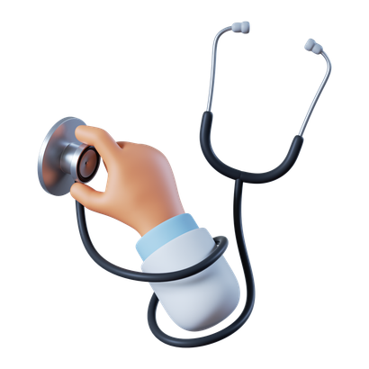A doctor 's hand is holding a stethoscope and listening to it.