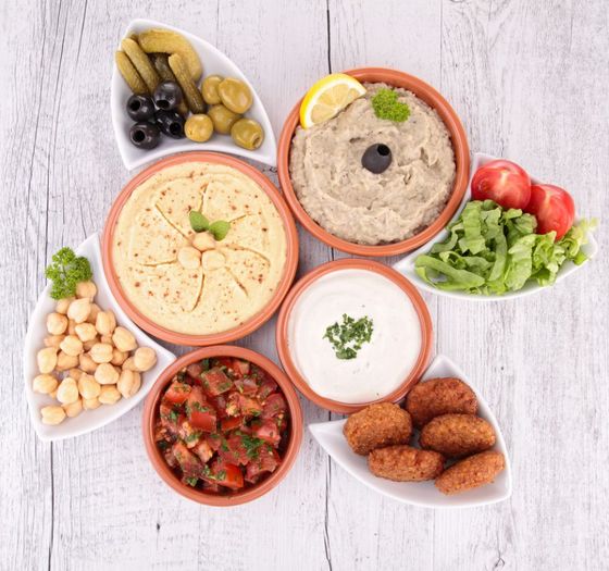 top view of healthy dishes