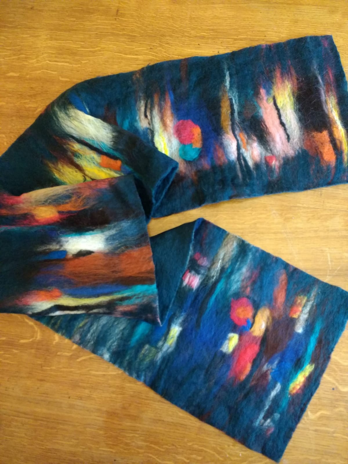 Unisex felt scarf, abstract felt scarf