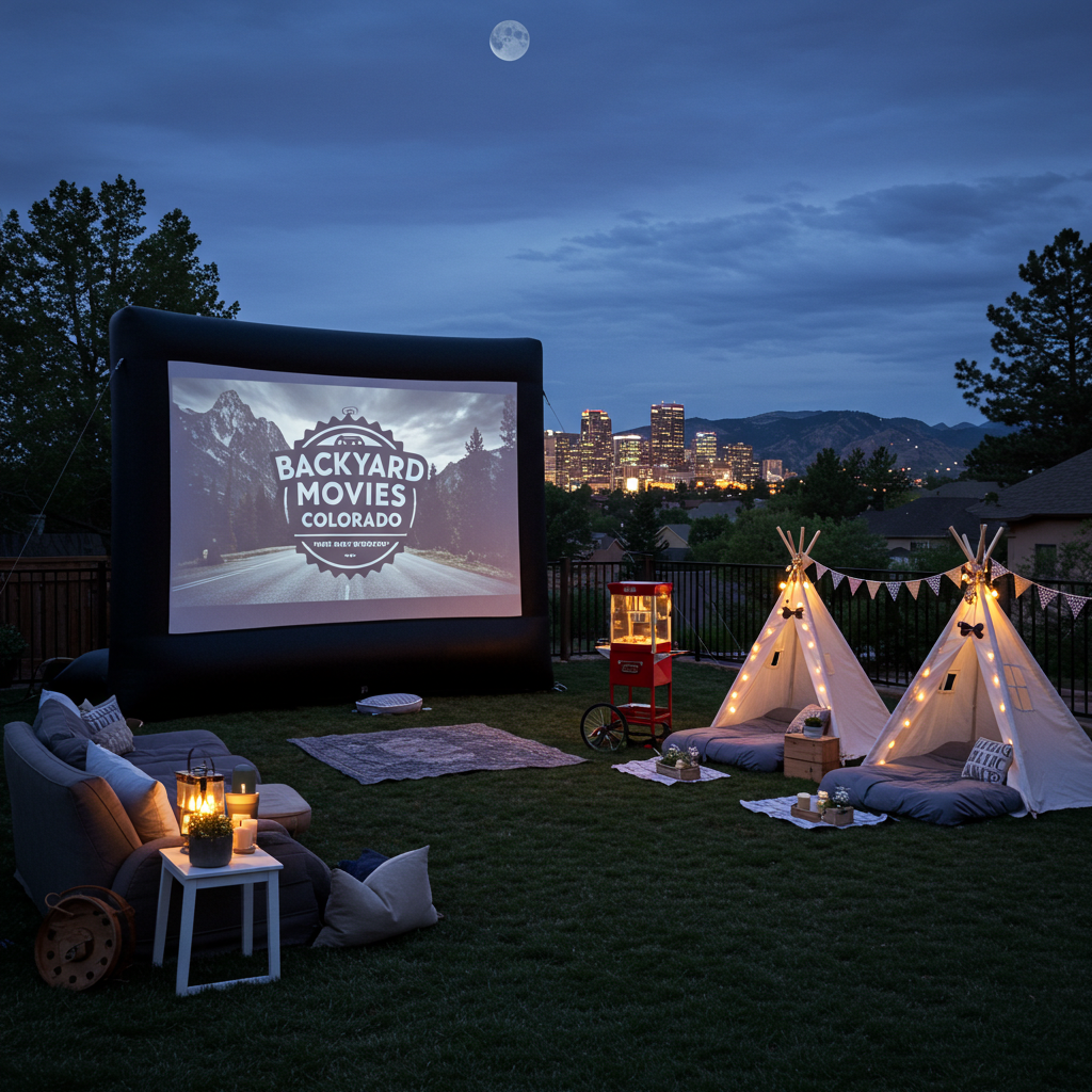 A group of people are watching a movie on a large screen