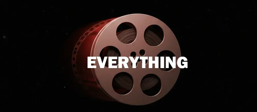 A picture of a movie reel with the word Everything written on it from an outdoor movie rental company in Denver, CO
