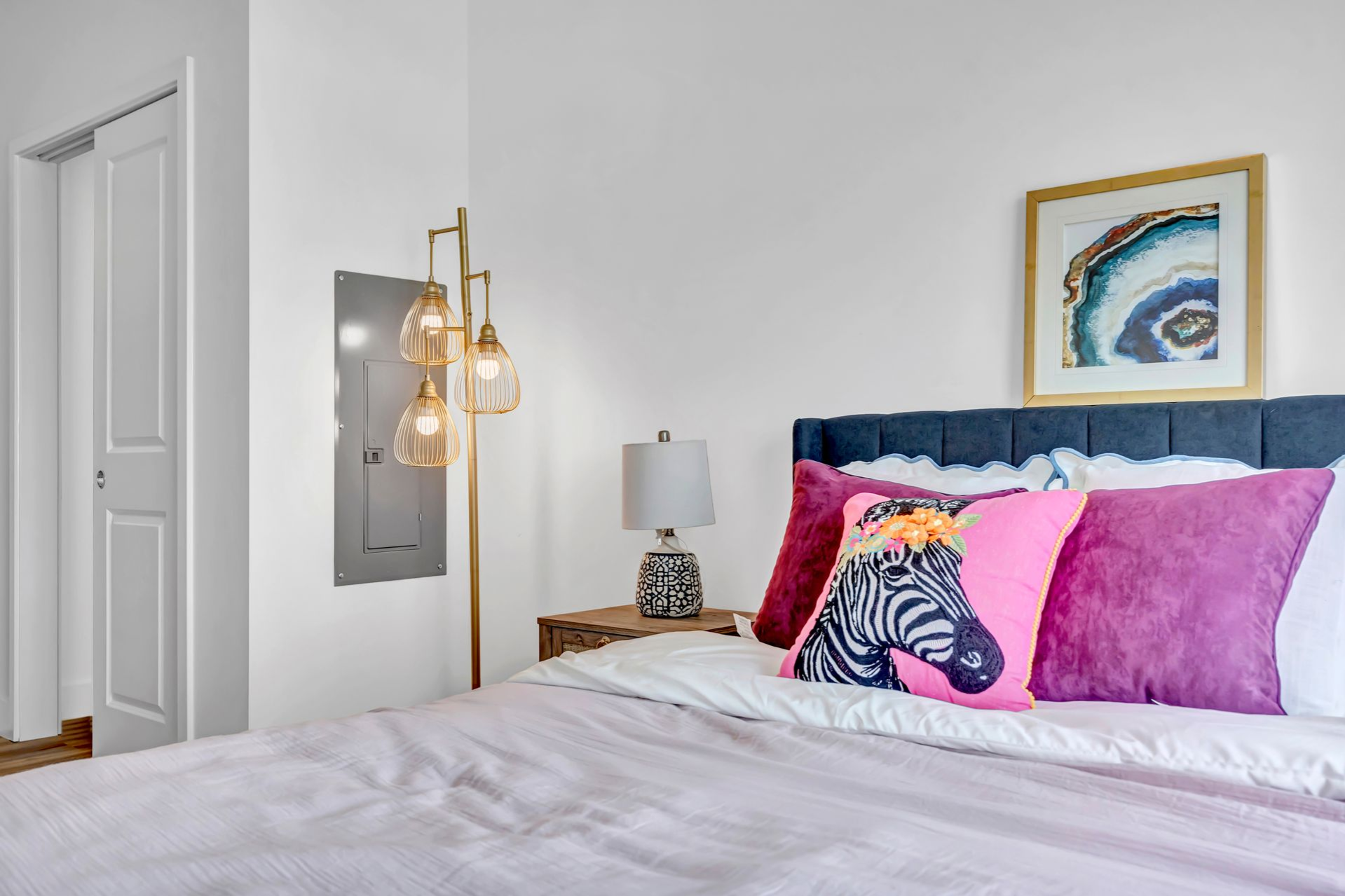 Modern dining table and kitchen