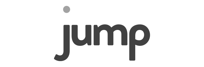 The word jump is written in black and white on a white background.