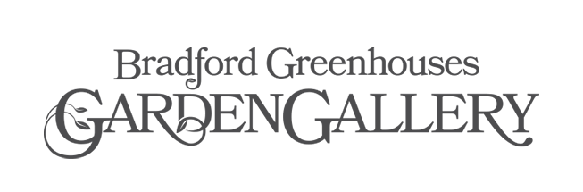 The bradford greenhouses garden gallery logo is black and white.