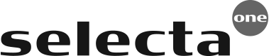 A black and white logo for selecta one