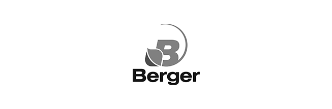 A black and white logo for berger on a white background.