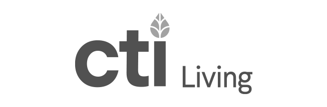 A black and white logo for cti living