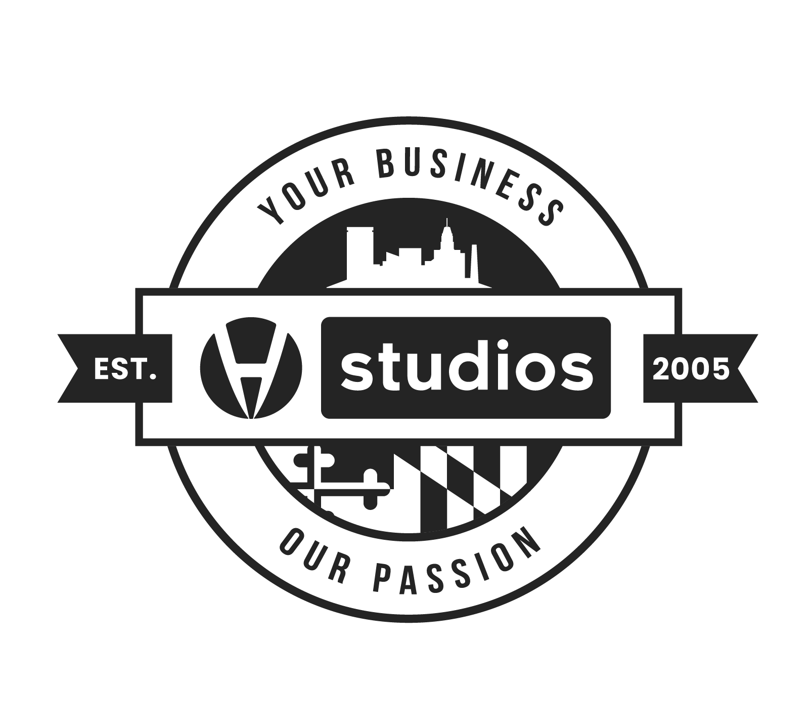 HVD Studios Logo The HVD Studios logo with a orange circle with the letter a in it on a white background.