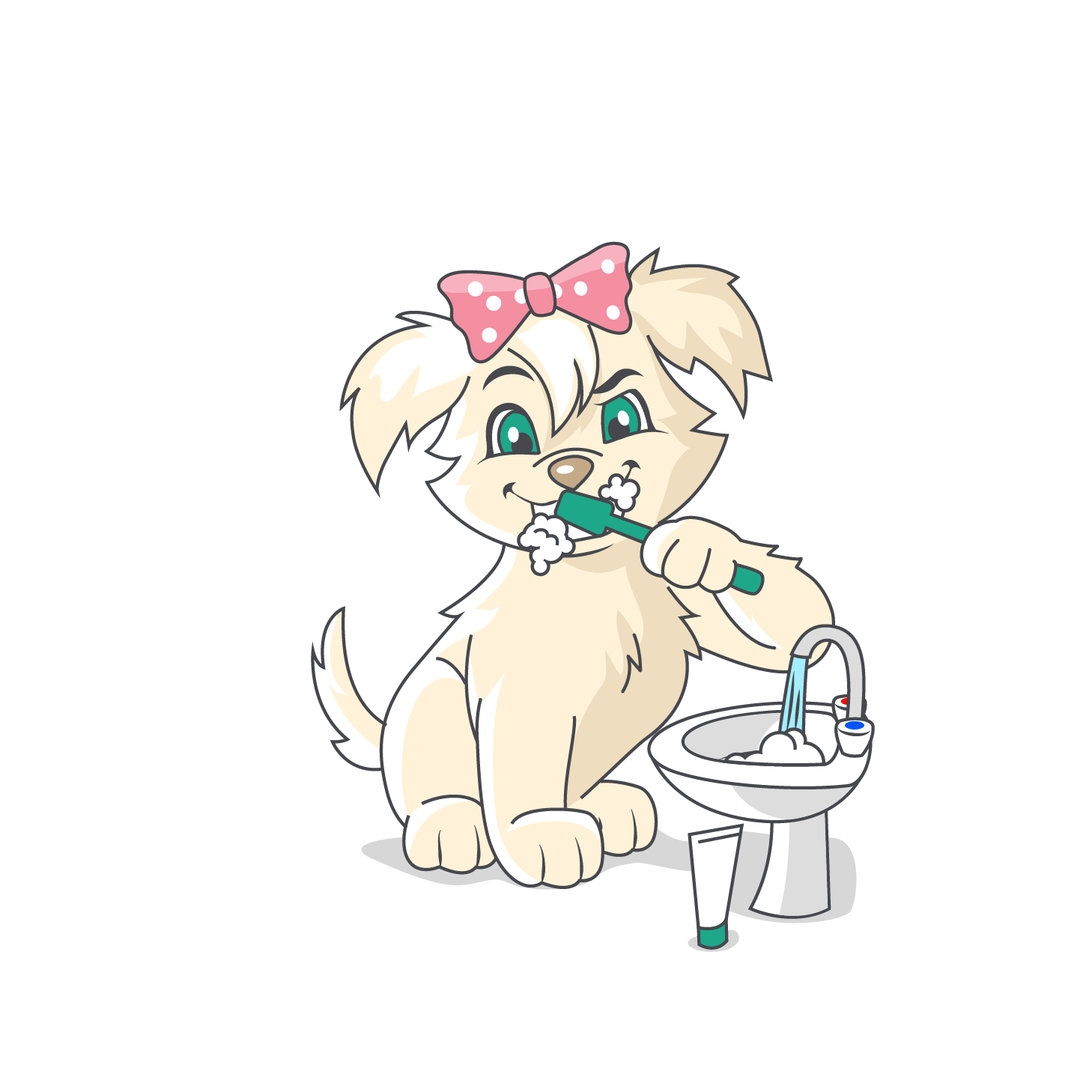 dog brushing teeth clipart