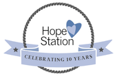 A logo for hope station celebrating 10 years