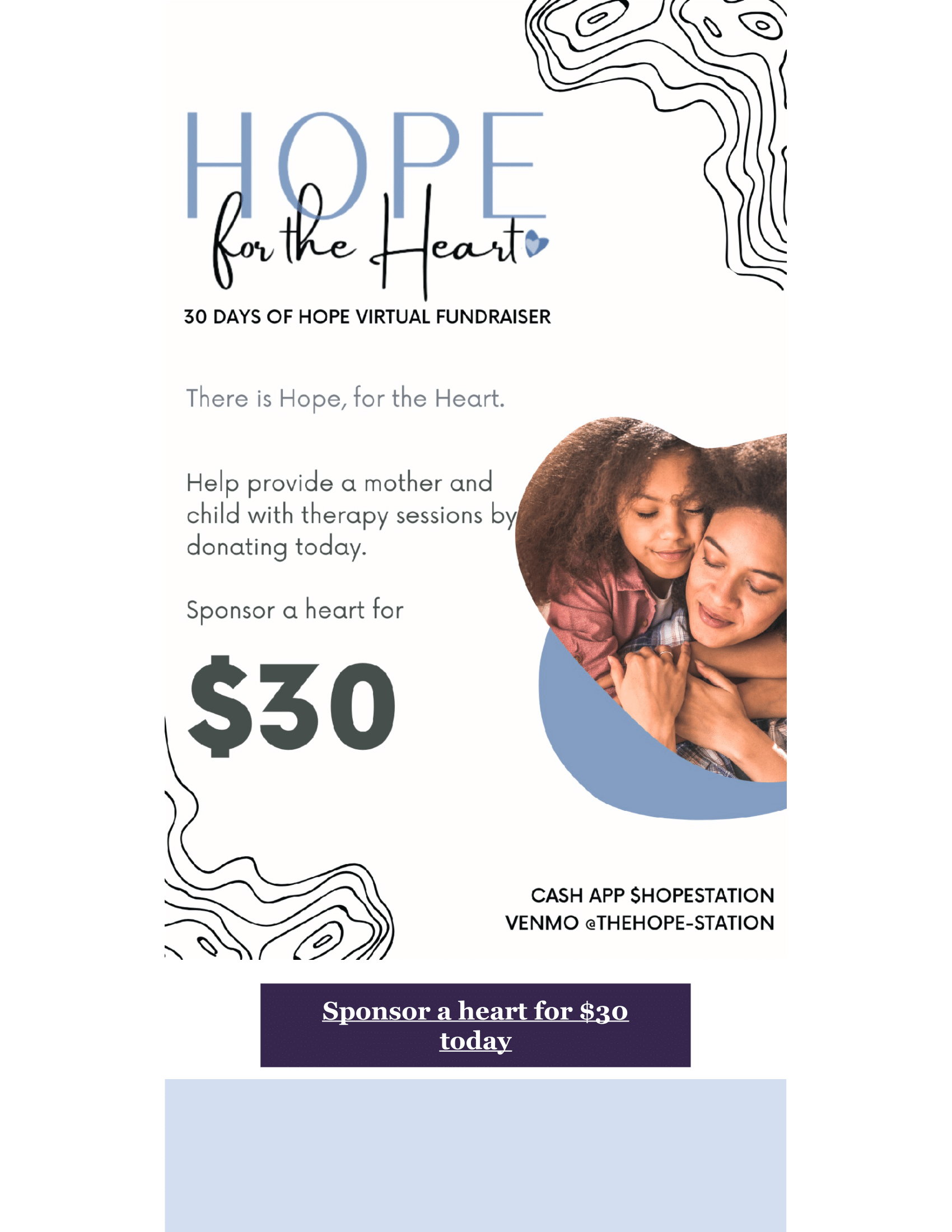 A poster for hope for the heart with a picture of two women hugging each other.