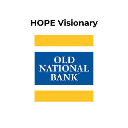 The hope visionary old national bank logo is blue and yellow