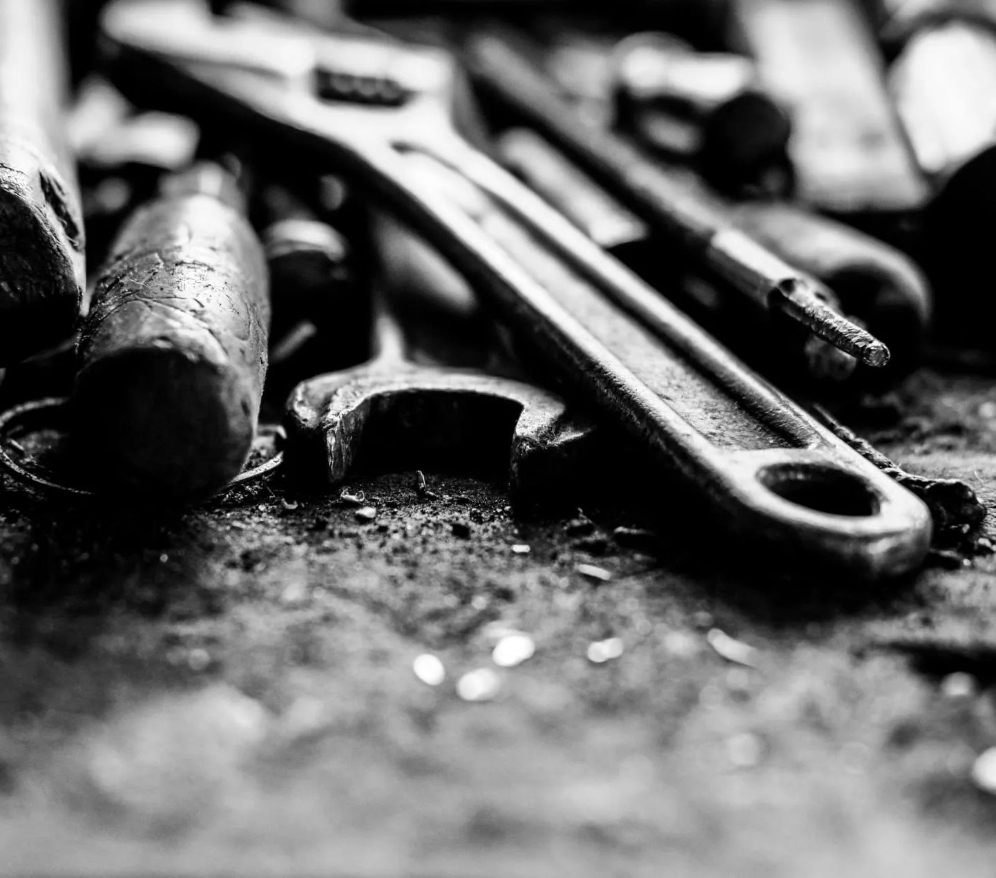 black and white pictures of wrenches and tools