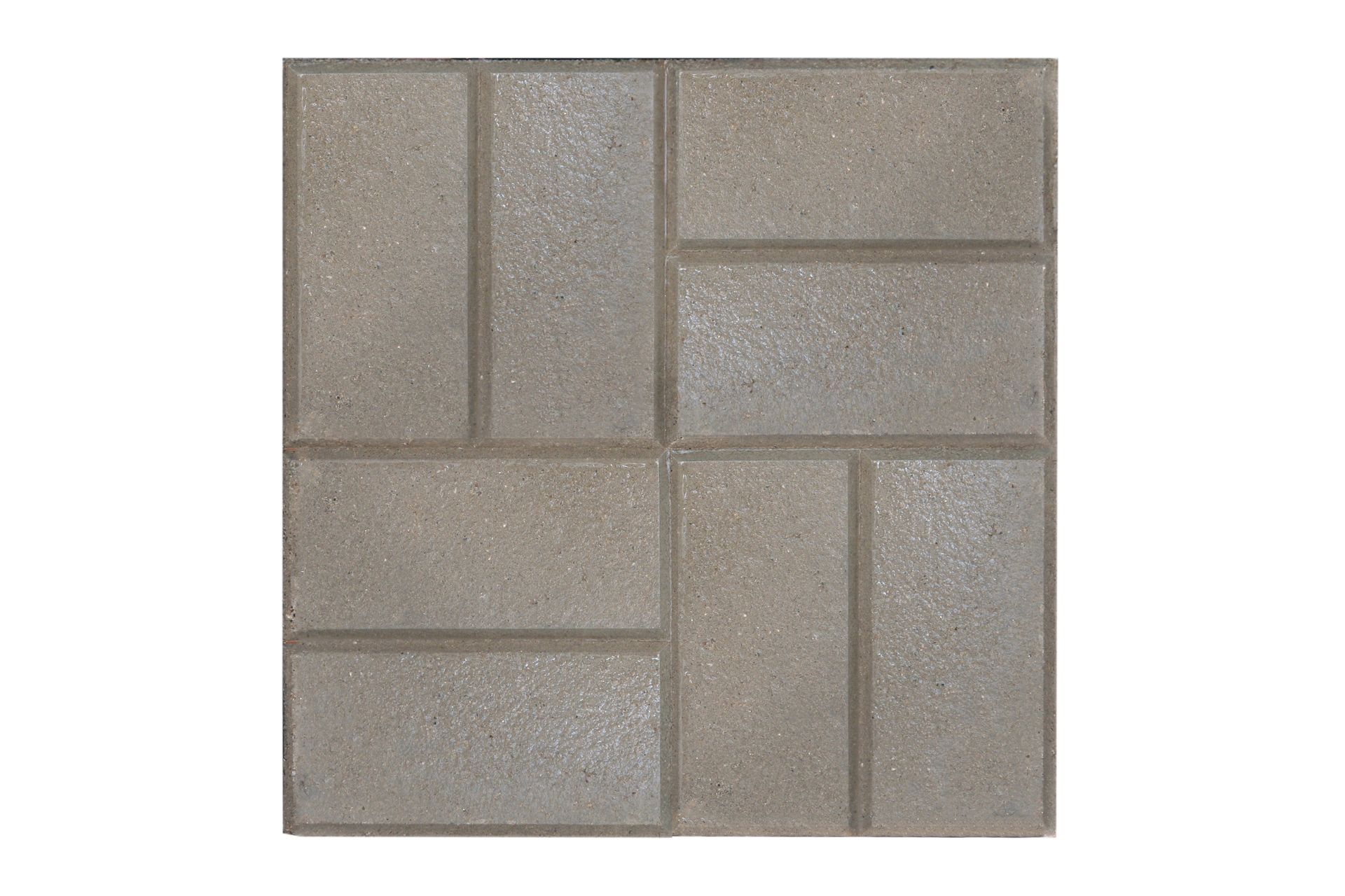 Pavimentazione in pietra grigia squadrata con motivo geometrico a mattoni.