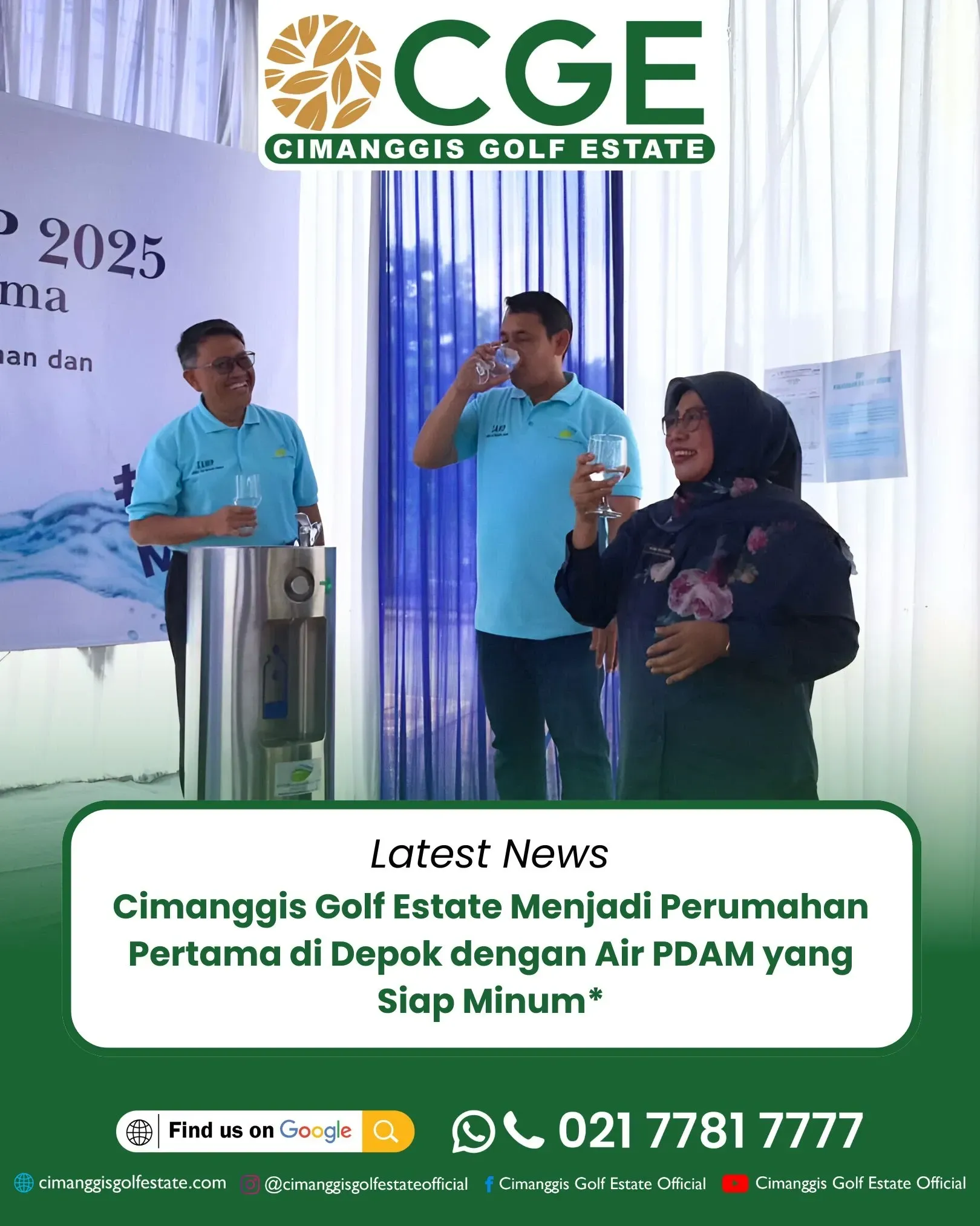 CGE Menjadi Perumahan Pertama di Depok dengan Air PDAM yang Siap Minum