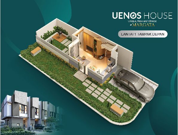 Uenos House Lantai 1 Tampak Depan Cimanggis Golf Estate