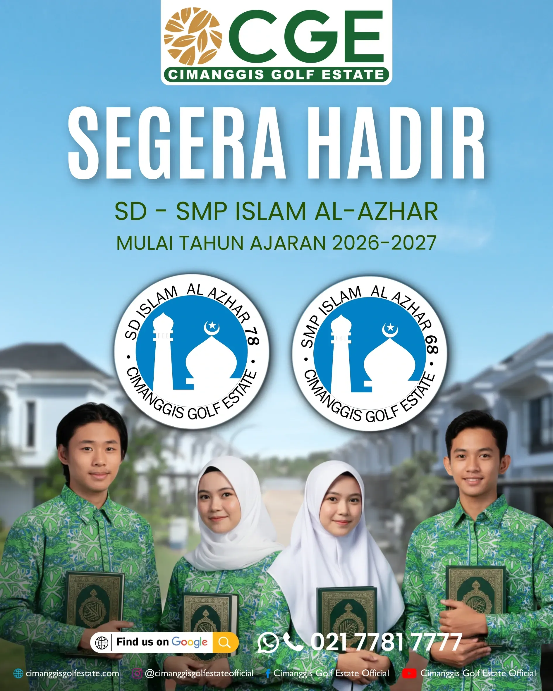 Mulai Tahun Ajaran 2026-2027, SD dan SMP Islam Al Azhar akan hadir di CGE