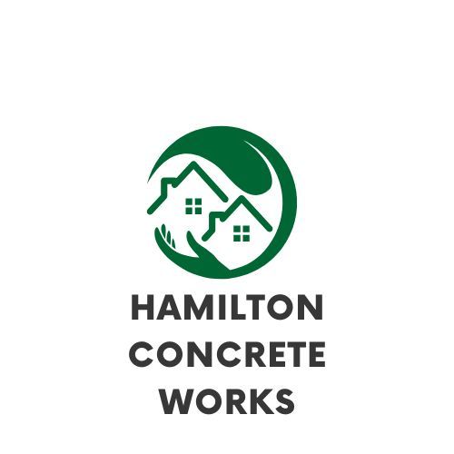 Hamilton Concrete Works company Logo which is 2 house designed in a beautiful way coloured in green with text depicting company name