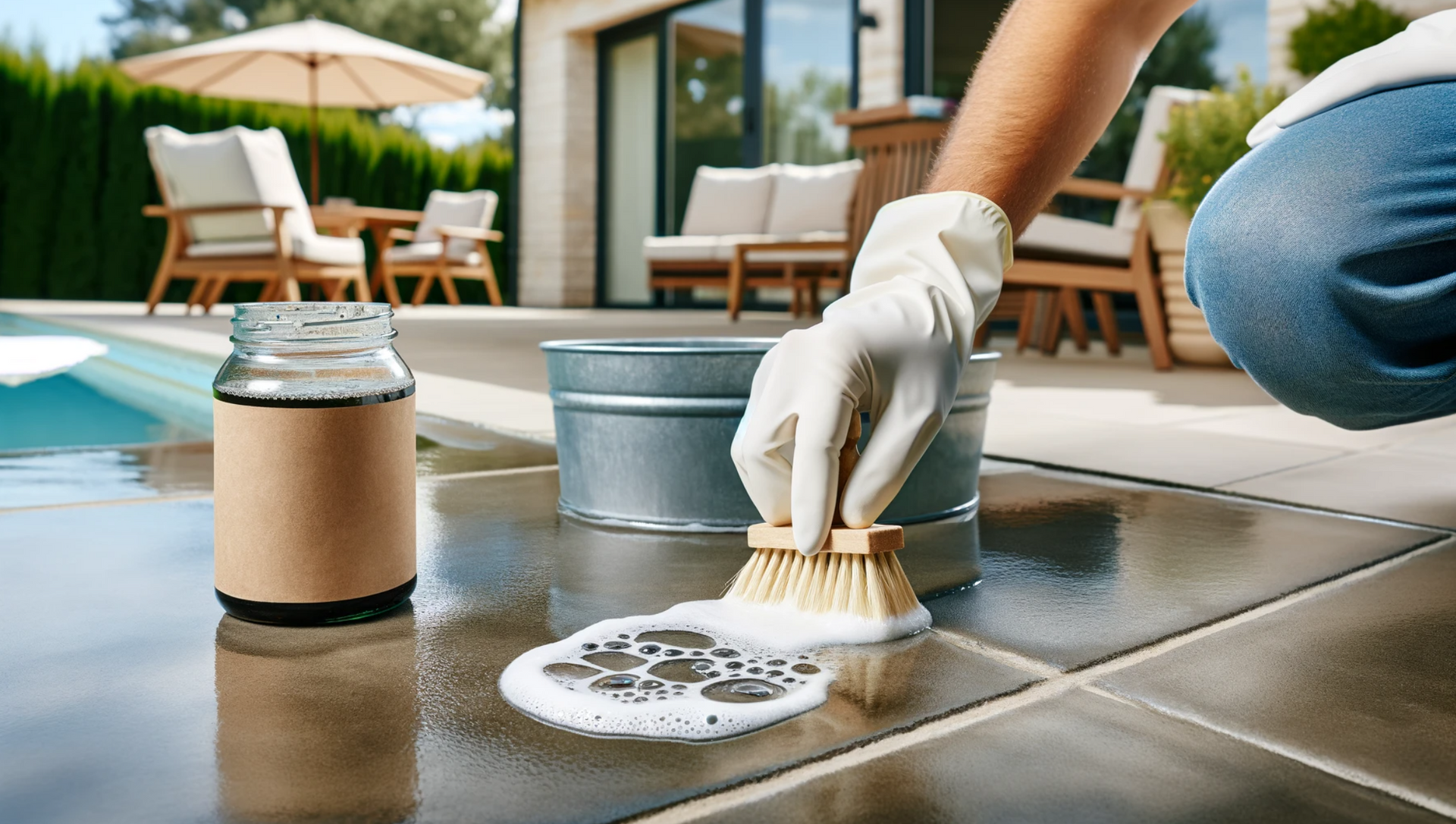 Image of applying baking soda paste to an oil stain