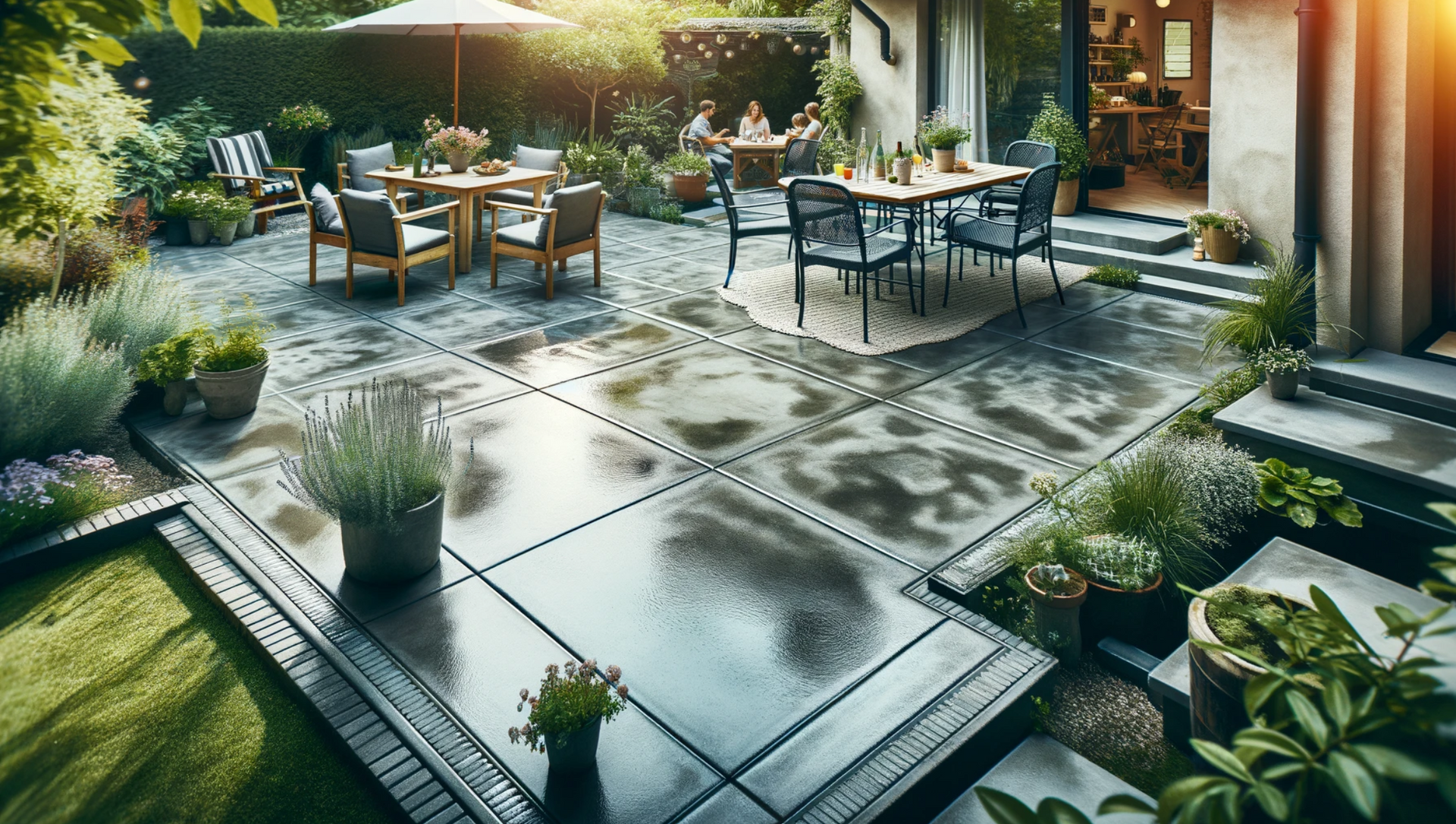 Image of well maintained concrete patio.