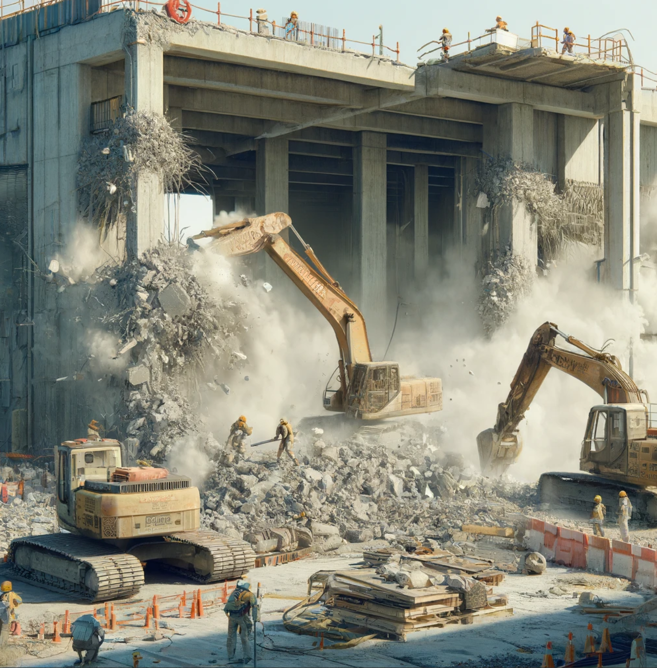 image of building being demolished.