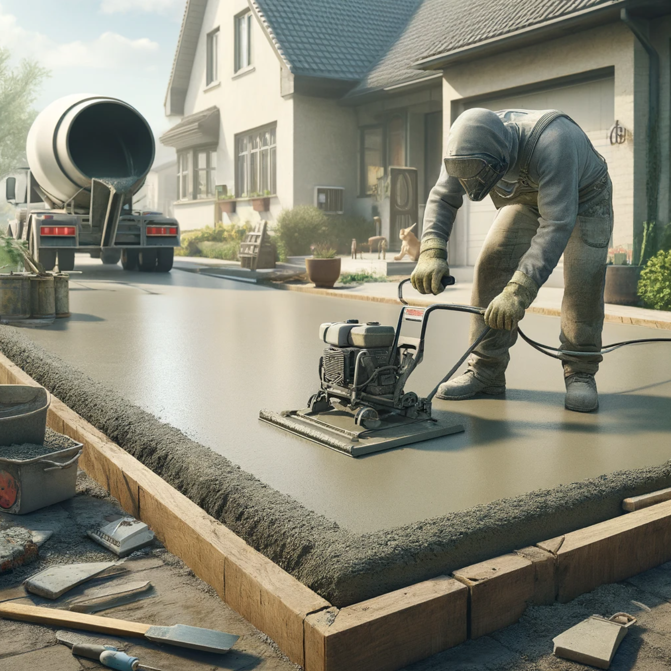 Image of person resurfacing concrete