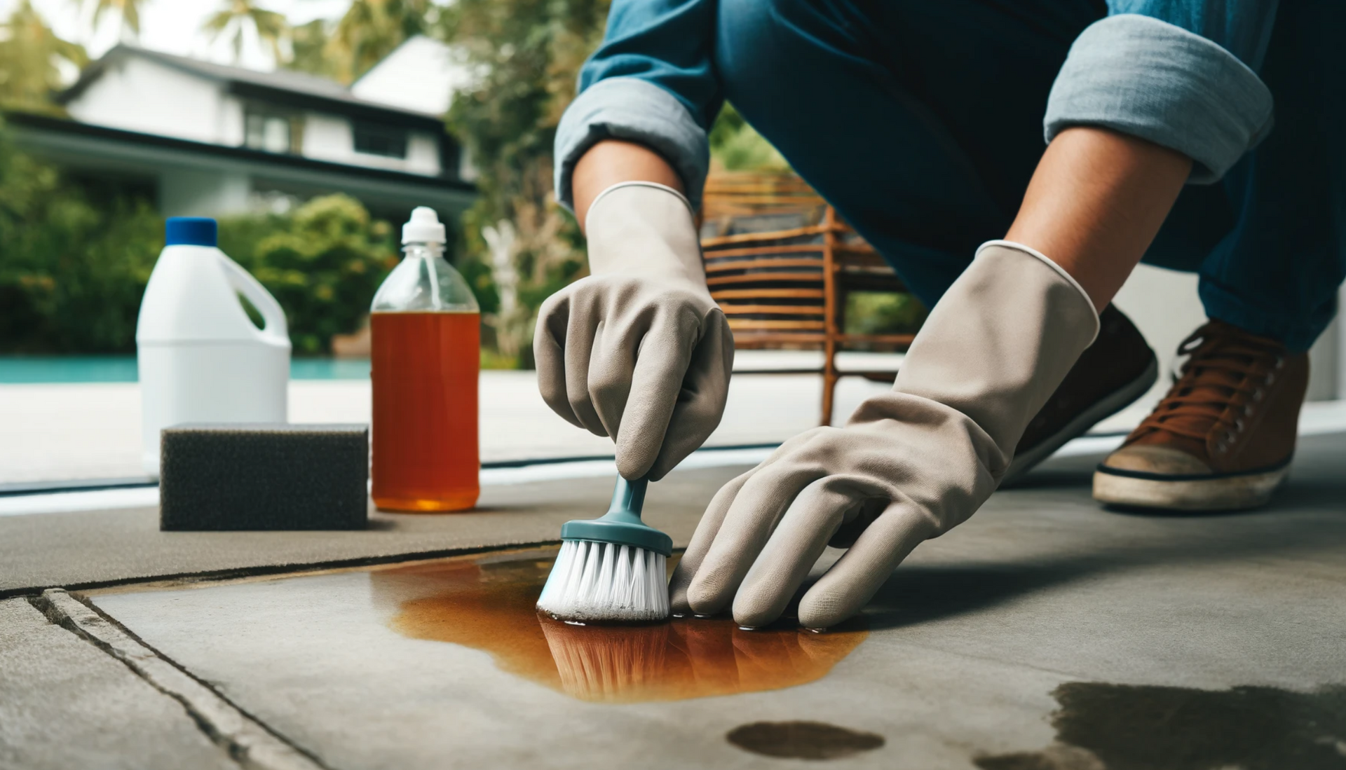 Image of rust stains being treated with vinegar