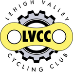 Lehigh Valley Cycling Club logo: yellow chain link over gear,