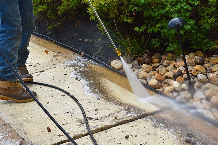 Pressure Washing Concrete Path