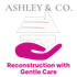Ashley & Co. logo: a house in a hand, pink hand supporting a white house. Text "Reconstruction with Gentle Care".