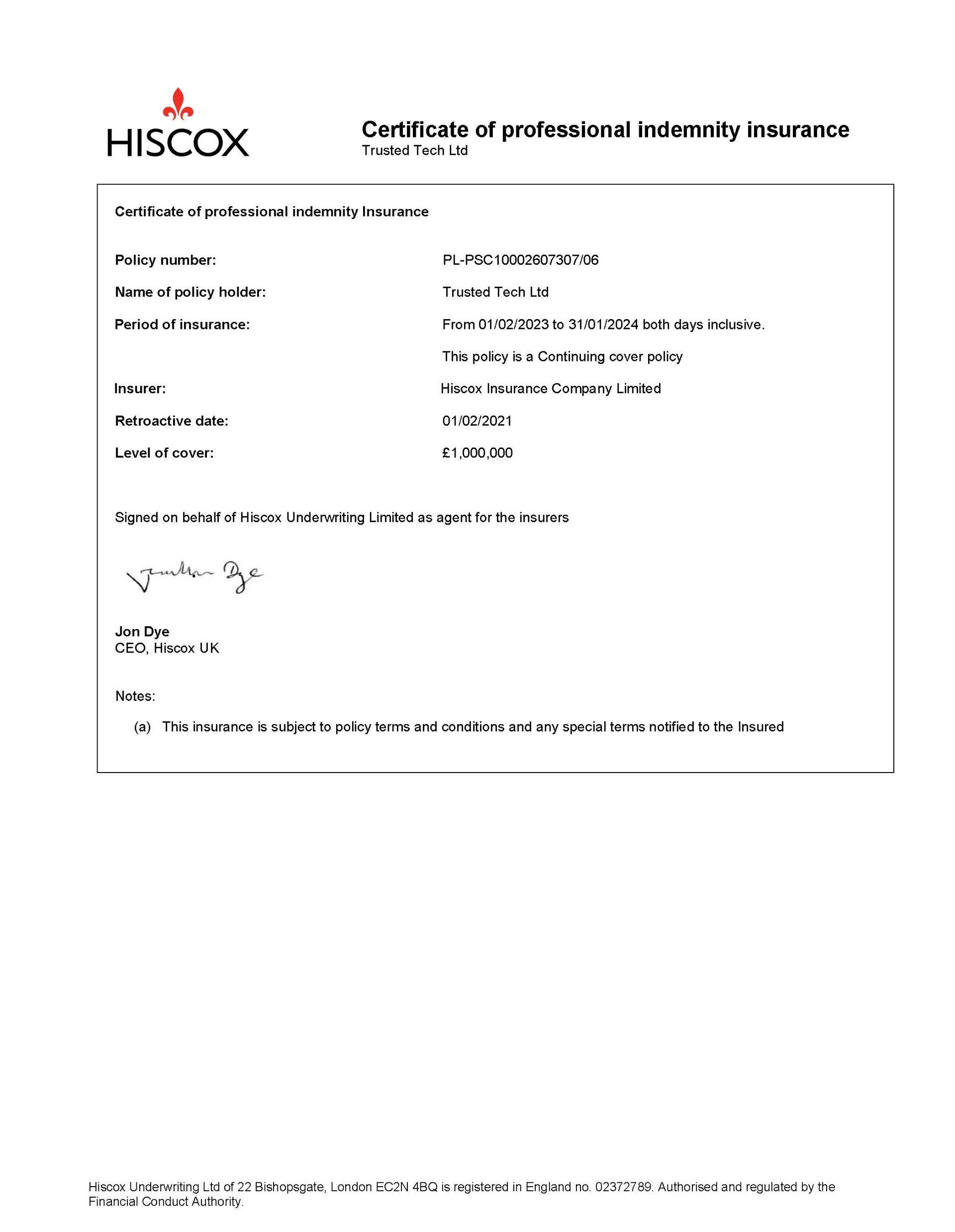 Professional Indemnity Insurance