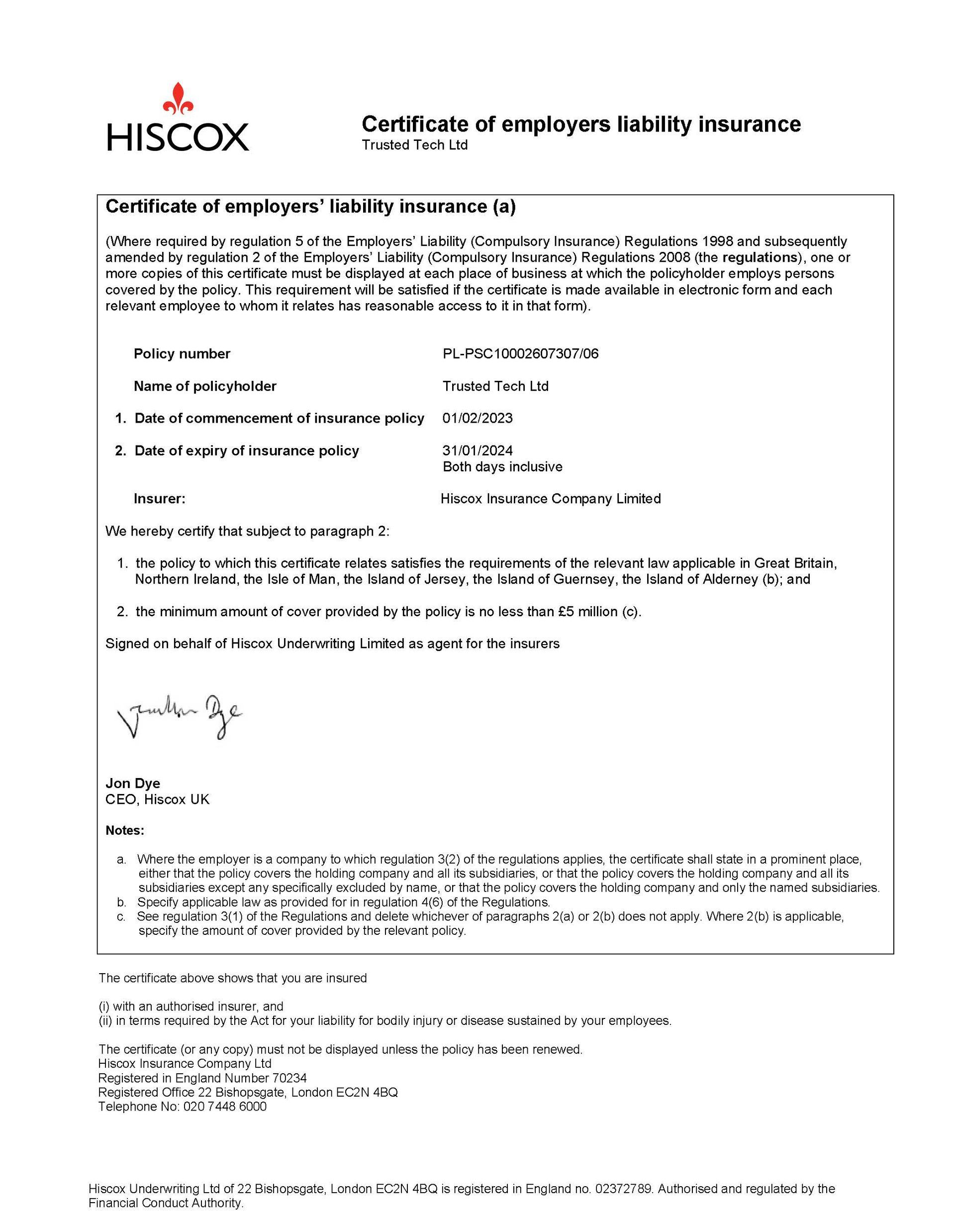 Employers Liability Insurance