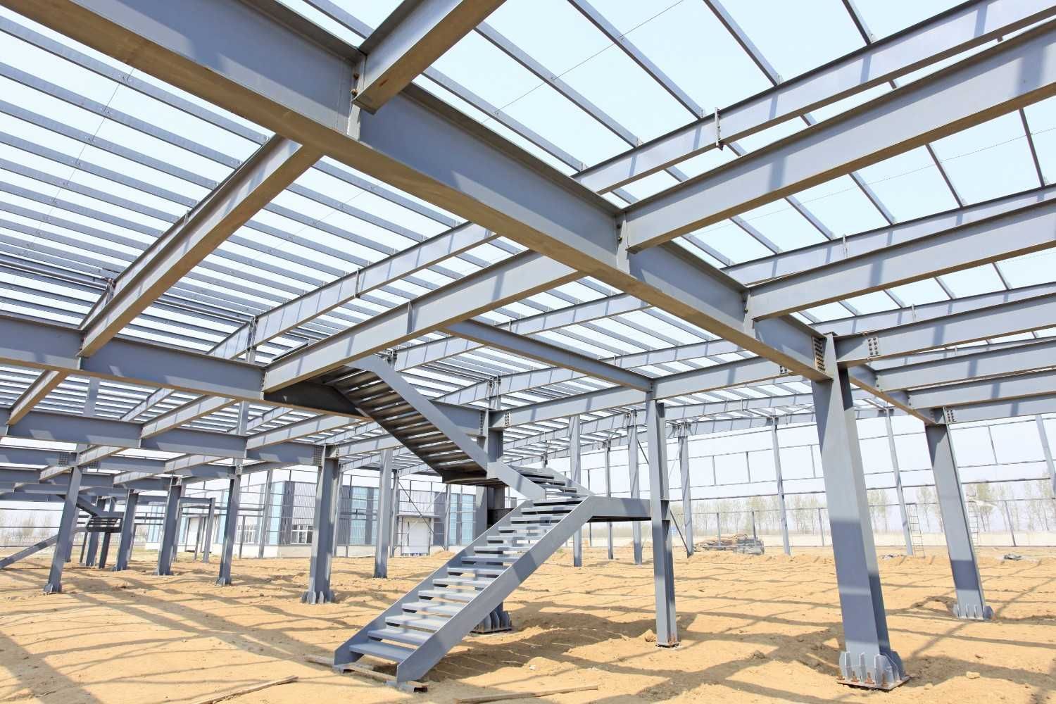 Steel Frame of A Building Under Construction with A Staircase — SAE Engineering in Cape York, QLD