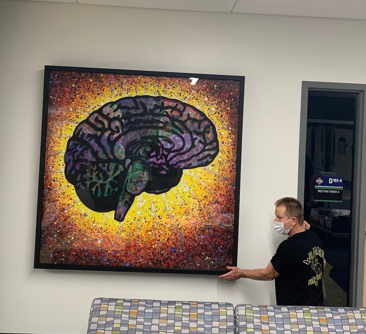 Team member hanging special art