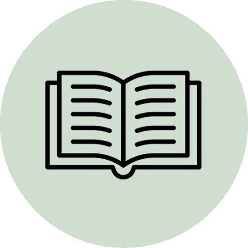 A line drawing of an open book