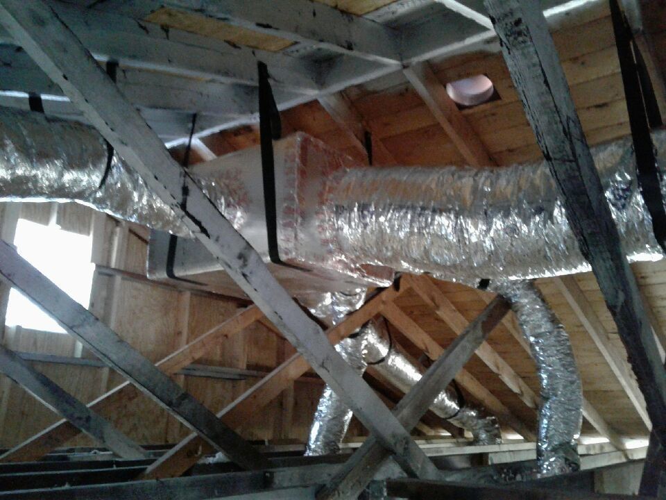 HVAC ductwork in an attic