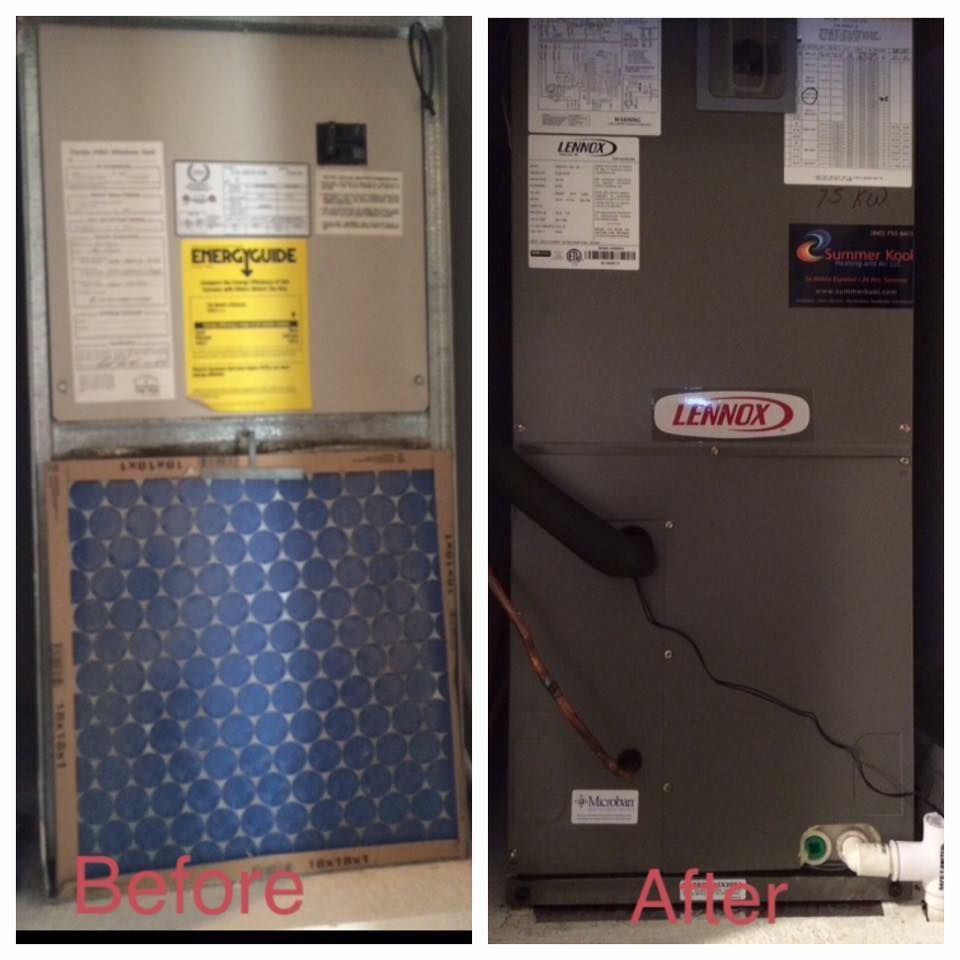 Before and after comparison of a furnace