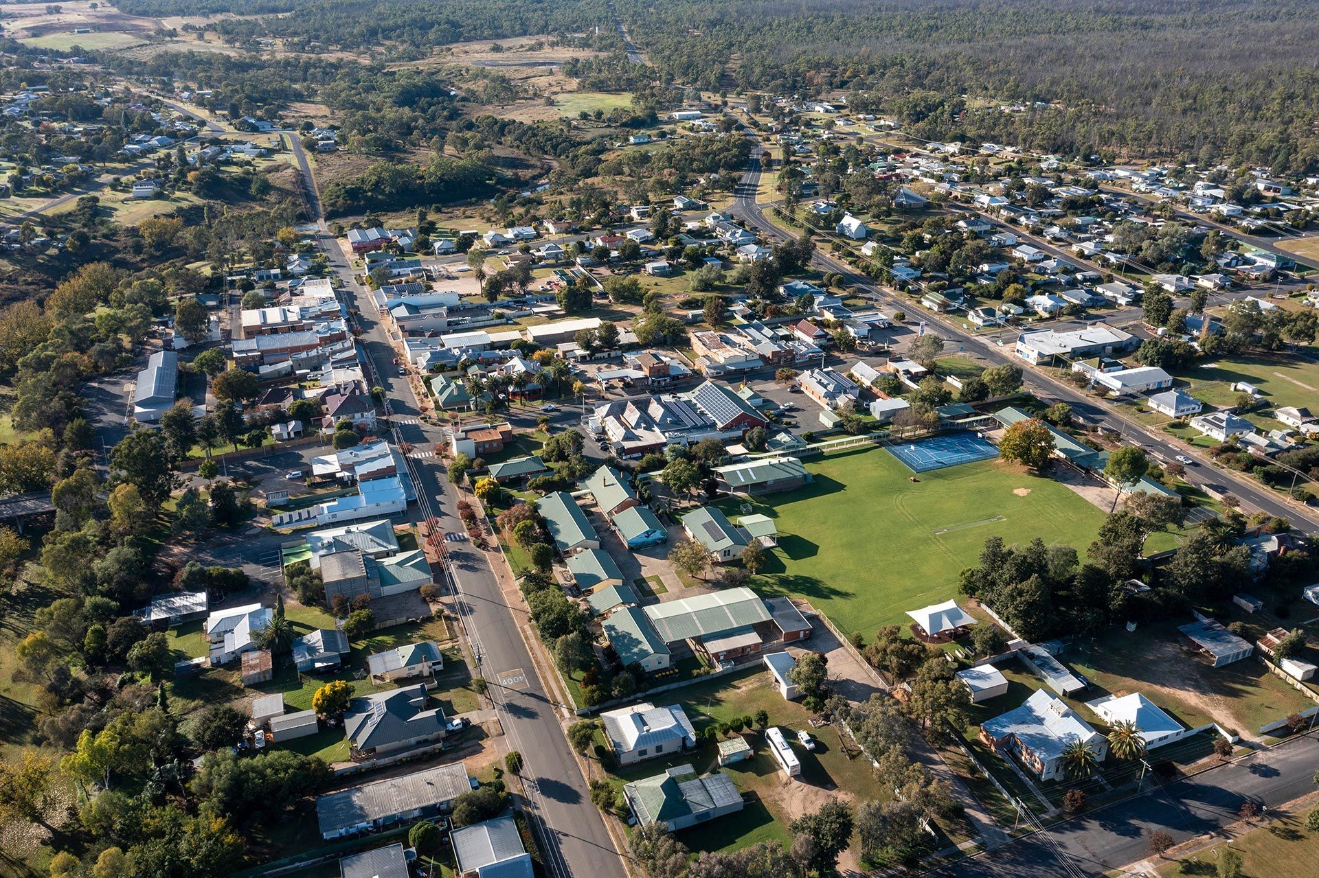 Aerial View of a Suburban Neighborhood with Houses and Streets — Bull Family Funerals in Warialda, NSW