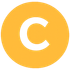 Lettera C bianca all'interno di un cerchio giallo su sfondo bianco.