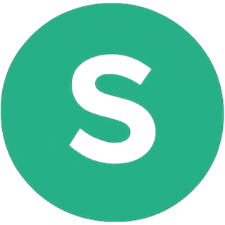 Lettera S bianca su icona circolare verde