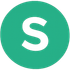 Lettera S bianca su icona circolare verde