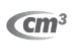 A close up of a cm3 logo on a white background.