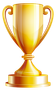 A gold trophy with two handles on a white background