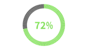A green and black circle with the number 72 inside of it.
