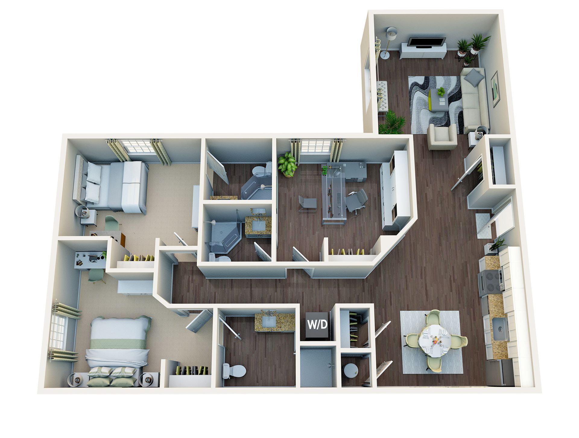 3 Bed, 3 Bath. | 1,091 SQFT