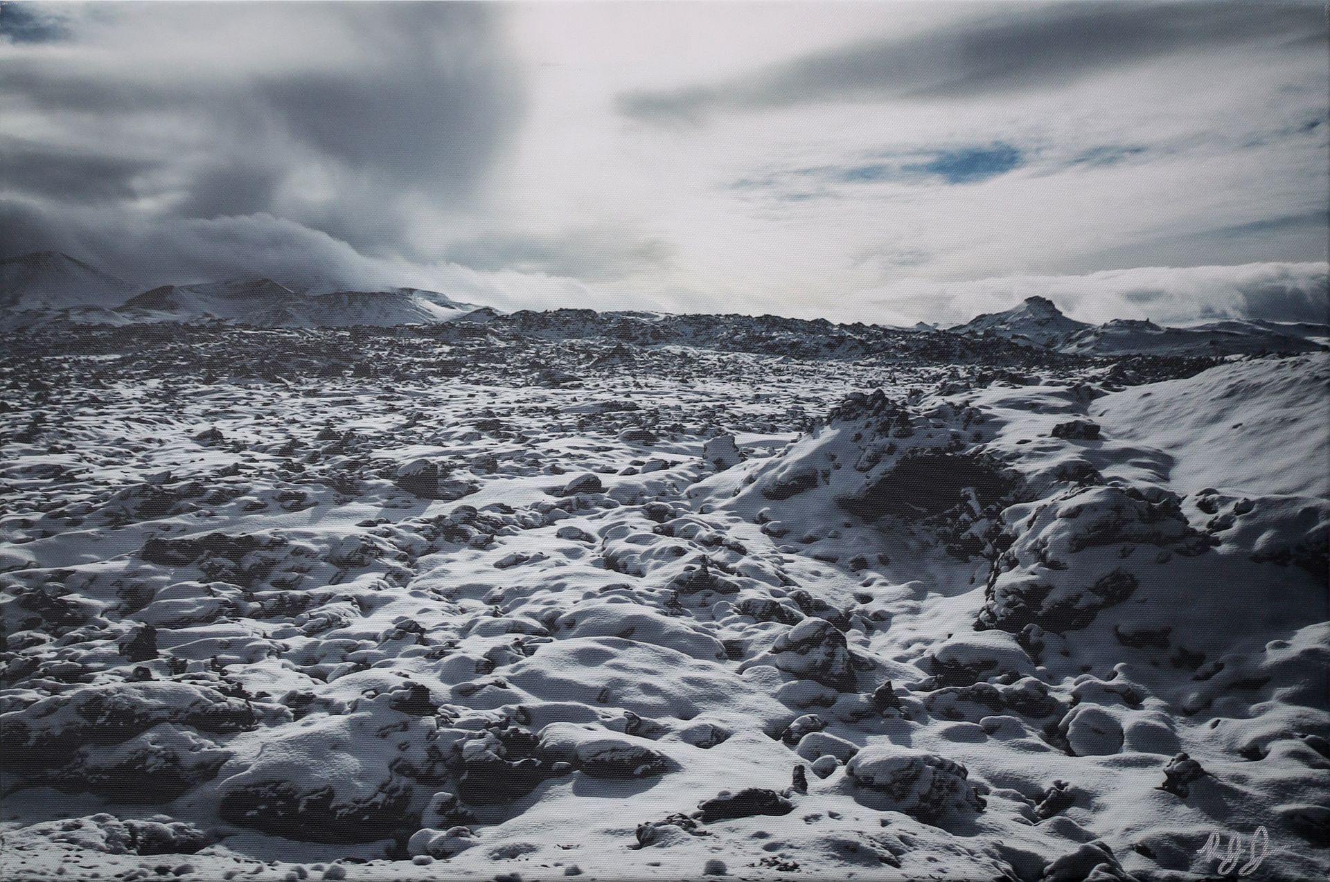 Lava Field Covered In Snow