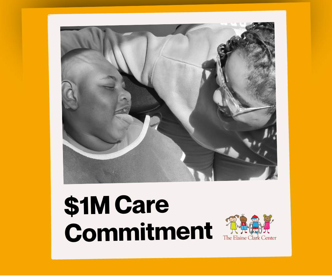 Polaroid-style photo with people; text: 